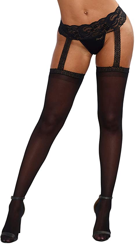 Dreamgirl Women's Sheer Garter Belt and Stockings Set