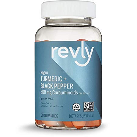 Amazon Brand – Revly Turmeric Curcumin and Black Pepper, 60 Gummies, 1 Month Supply, Vegan, Non-GMO