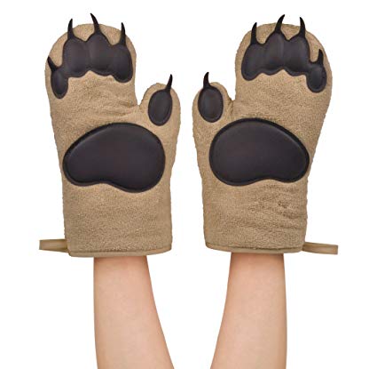 Fred & Friends Bear Hands Heat Resistant Oven Gloves, Brown