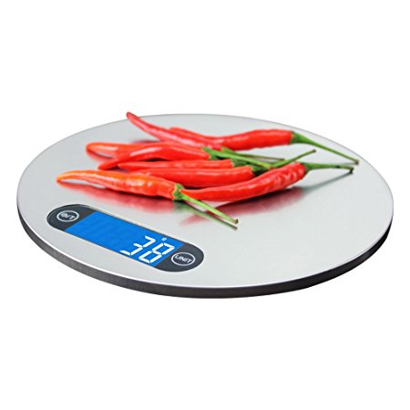 Digital Multifunction Food Scale, 11 lb 5 kg, Silver, Stainless Steel (Batteries Included)