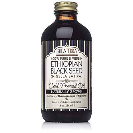 Shea Terra Organics Naturally Grown Ethiopian Black Seed Cold Pressed Extra Virgin Oil | All Skin Types – 8 oz