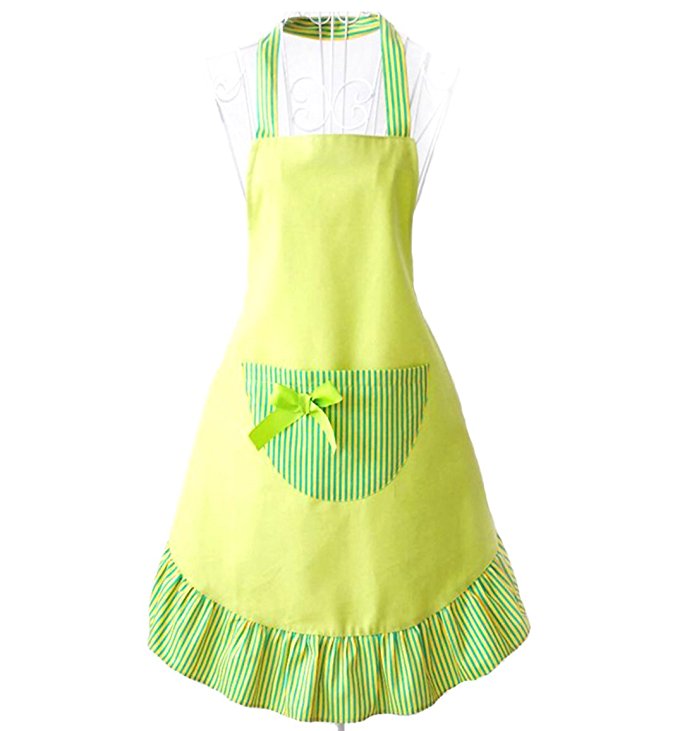 Hyzrz Hot Lovely Cheap Funny Aprons Green Girls Women Cupcake Shop Fashion Apron with Pocket