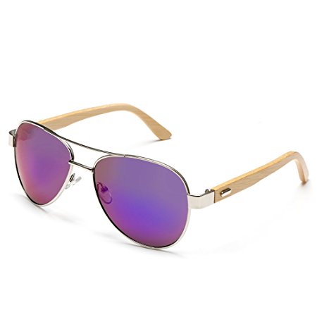 Bamboo Wood Sunglasses, Sunglasses For Men & Women with UV Blocking Lenses