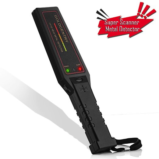 Adjustable Sensitivity Metal DetectorsGoerTektrade Hand Held Super Security Wand Scanner with 16 LED Lights Variation to Show the Strength of Metals Signal 9V Non-rechargeable Battery Included