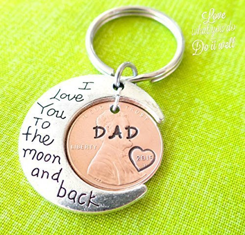 I Love You to the Moon and Back Dad Keychain