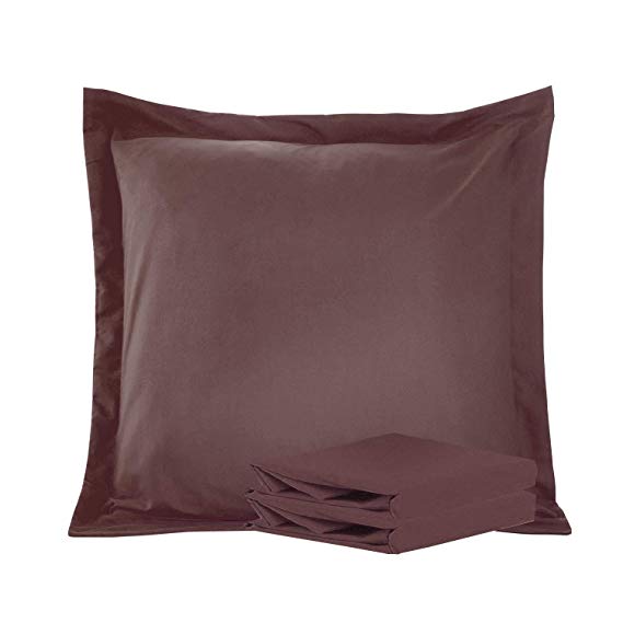 NTBAY 100% Brushed Microfiber Pillow Shams Set of 2, Soft and Cozy, Wrinkle, Fade, Stain Resistant (Chocolate, Euro 26"x26")