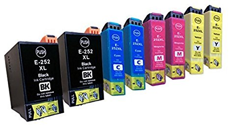 8 Pack - Remanufactured Ink Cartridges for Epson #252XL T252XL 252 T252XL120 T252XL220 T252XL320 T252XL420 Inkjet Cartridge Compatible With Epson WorkForce WF-3620 WorkForce WF-3640 WorkForce WF-7110 WorkForce WF-7610 WorkForce WF-7620 (2 Black, 2 Cyan, 2 Magenta, 2 Yellow) Ink & Toner 4 You ®