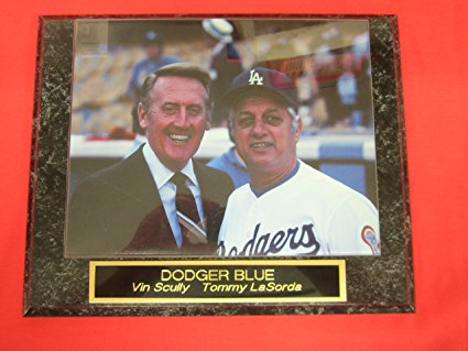 Vin Scully Tommy LaSorda Los Angeles Dodgers Engraved Collector Plaque w/8x10 Photo