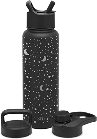 Simple Modern Water Bottle with Straw, Handle, and Chug Lid Vacuum Insulated Stainless Steel Metal Thermos Bottles | Large Reusable Leak Proof BPA-Free Sports Flask | Summit Collection | 40oz, Lunar