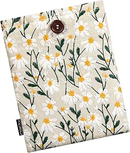 MoKo 6-7" Embroidered Daisy Padded Sleeve Pouch for Kindle 11/10/8th Gen, Kindle Paperwhite 11th/10th Gen, 7" Kindle Colorsoft Signature Edition 2024, Kindle Pouch for Voyage/Kobo eReader, Beige