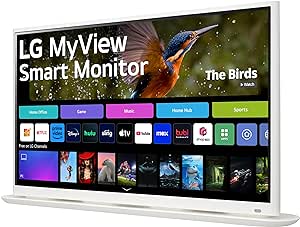 LG 32SR70U-W MyView Smart Monitor 32-inch 4K UHD (3840x2160) IPS Display, webOS 23, USB Type-C, Speakers 7W x2, HDR 10, AirPlay 2, Screen Share, Bluetooth, Remote, White