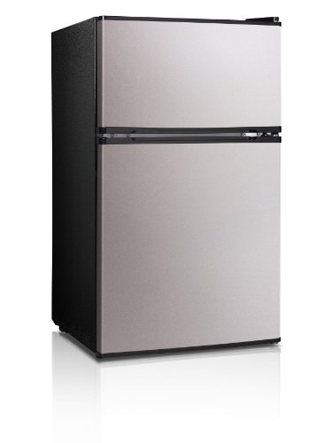 Midea WHD-113FSS1 Double Reversible Door Refrigerator and Freezer, 3.1 Cubic Feet, Stainless Steel