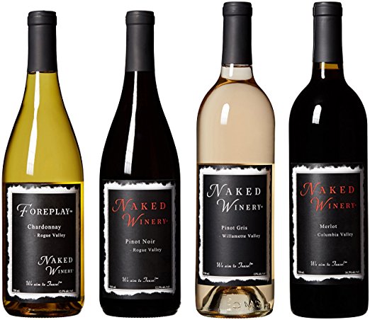 Naked Winery "Best Sellers" Oregon Wine Bundle Mixed Pack, 4 x 750 mL