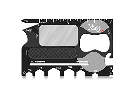 Wallet Ninja 2.0 (Advanced 20-in-1 Multitool, Now With Mirror   Nail File) (Black)