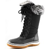 Womens DailyShoes Knee High 2-Tone Up Dcor Zipper Cowboy Warm Fur Water Resistant Eskimo Snow Boots