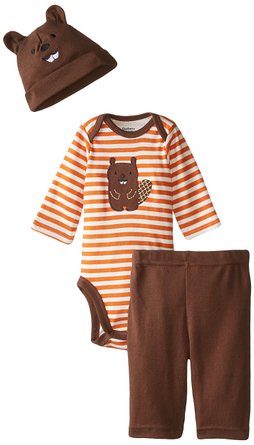 Baby Boys Three-Piece Bodysuit Cap and Pant Set