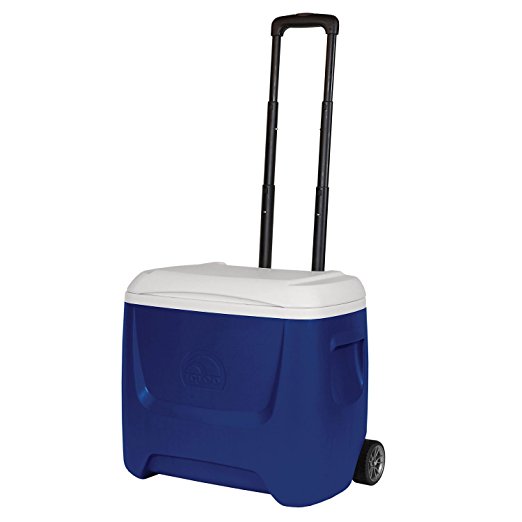 Igloo 45069 Island Breeze Cooler With Wheels, Telescoping Handle, Blue & White, 28-Qts.