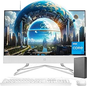 Hp 21.5 inch Newest All-in-One Desktop PC, FHD Display, 32GB RAM, 1TB Storage (512GB SSD with 500GB External Hard Drive), Intel Dual-Core Processor, Webcam, Bluetooth, Mouse and Keyboard, Windows 11