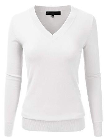 EIMIN Women's Long Sleeve V-Neck Slim Fit Pullover Soft Knit Top Sweater (S-XL)