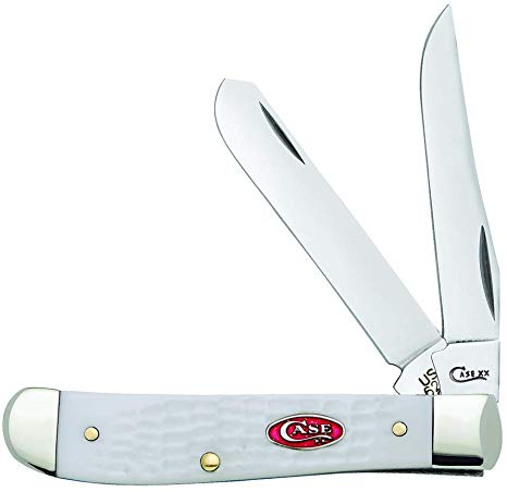 CASE XX WR Pocket Knife Sparxx White Jigged Synthetic Mini Trapper Item #60186 - (6207 SS) - Length Closed: 3 1/2 Inches