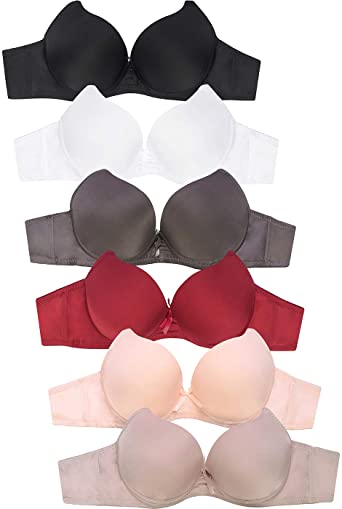 MaMia Women's Full Cup Push Up Lace Bras (Pack of 6)