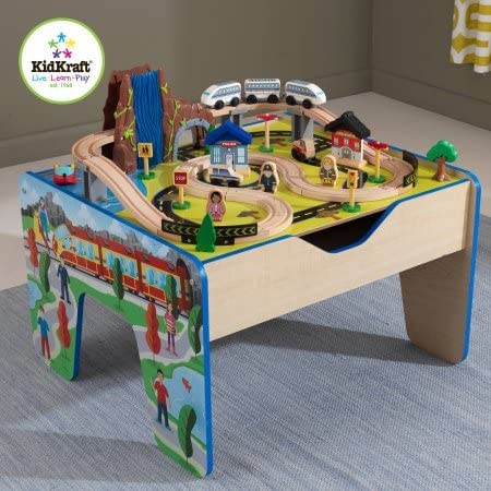 48 Piece KidKraft Rapid Waterfall Train Set and Wooden Table