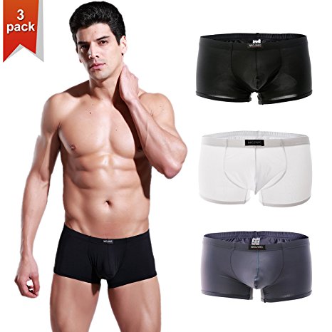 Amilia Men's Underwear 3 Pack Bulge Pouch Comfort Soft Low Rise Boxer Briefs