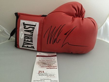 Autographed/Signed Mike Tyson Red Everlast Boxing Glove JSA COA