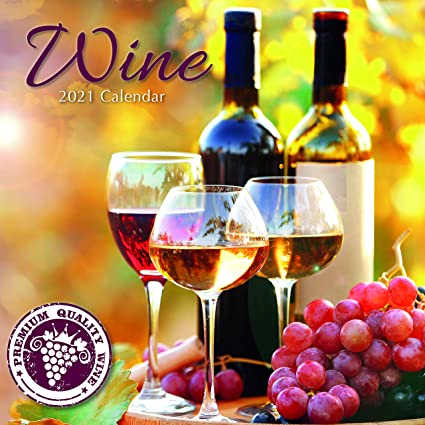 2021 Wall Calendar - Wine Calendar, 12 x 12 Inch Monthly View, 16-Month, Drinks and Beverages Theme, Includes 180 Reminder Stickers
