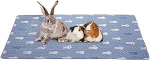 kathson Rabbit Cage Liners Washable Super Absorbent Sleep Pad Bed for Guinea Pig Small Animals Reusable Fleece Bedding Anti-Slip Mats for Bunny Hedgehog Kitten Chinchilla (27.5 x 70inch)