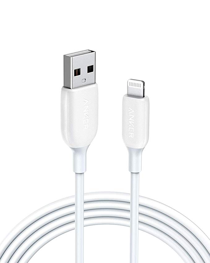 Anker Powerline III Lightning Cable iPhone Charger Cord MFi Certified for iPhone 11 Pro Max, 11 Pro, X, Xs, Xr, Xs Max, 8, 8 Plus, 7, 7 Plus, 6, 6 Plus and More, Ultra Durable (White, 6ft)