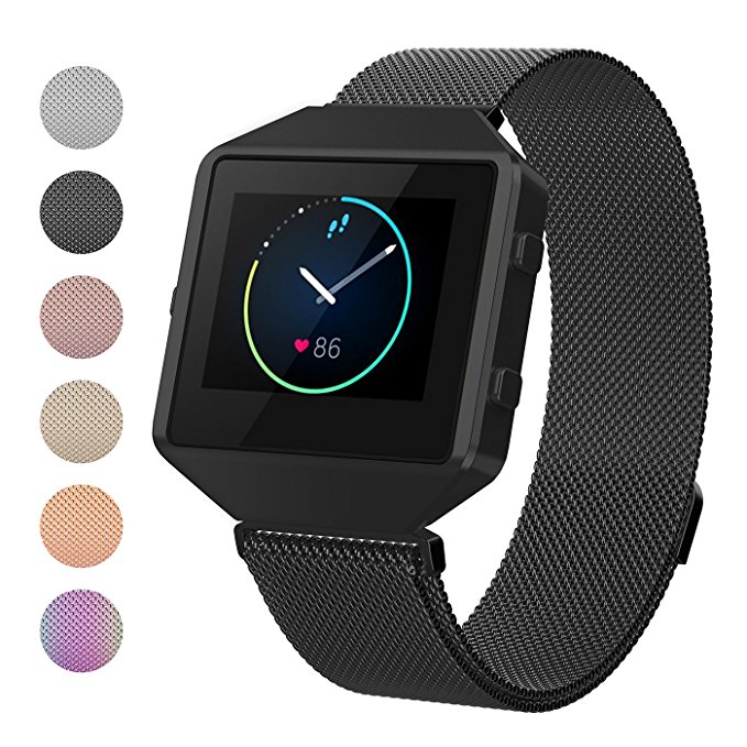 For Fitbit Blaze Band, Wearlizer Milanese Loop Watch Band Replacement With Metal Frame Stainless Steel Bracelet Strap for Fitbit Blaze