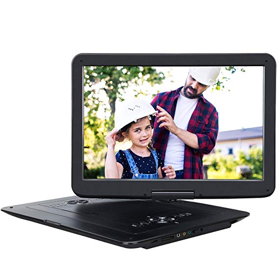 PUMPKIN 15.6" Portable DVD Player Kids with Swivel Screen Built in 7 Hours Large Rechargeable Capacity Battery Support Multi Region USB/SD/MMC Direct Play