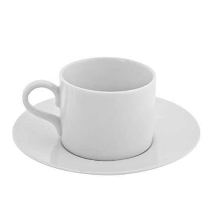 10 Strawberry Street Royal White 4 Oz Demi/Espresso Can Cup and Saucer, Set of 6, White