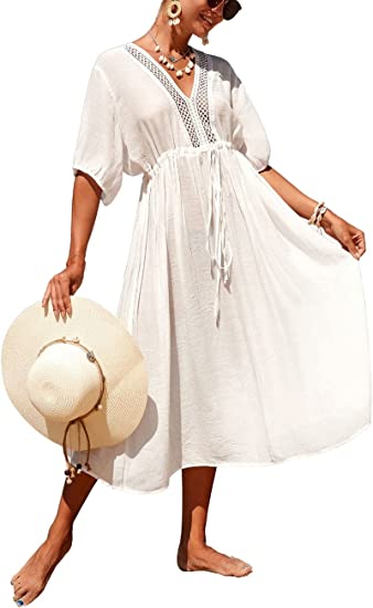 Bsubseach Women Beachwear Turkish Kaftans Long Swimsuit Cover up Caftan Beach Dress