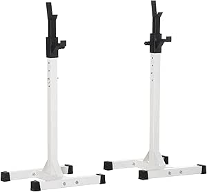 HOMCOM Soporte Estante Ajustable Barra Levantamiento Pesas Gimnasio MAX 150 KG Acero