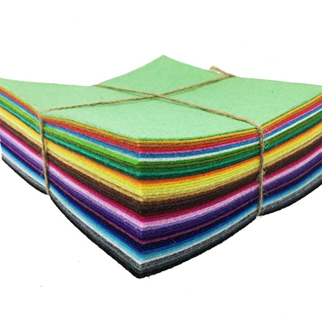 42pcs Felt Fabric Sheet Assorted Color Felt Pack DIY Craft Squares Nonwoven (2525cm)