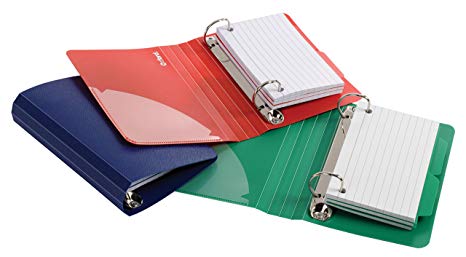 Oxford Index Card Binder with Dividers, 3" x 5", Color Will Vary, 50 Cards,1 Binder (73570)