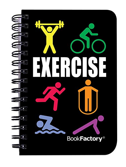 BookFactory Fitness Journal / Workout Journal / Exercise Journal / Log Book, 120 pages, 3.5” x 5.25" (Pocket Sized Book), Translucent Cover, Wire-O Binding (JOU-120-M3CW-A (Exercise))