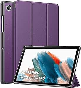 MoKo Case Fits Samsung Galaxy Tab A8 10.5 Inch 2022 (SM-X200/SM-X205/SM-X207), Lightweight Slim Shell Shockproof Back Stand Cover with Auto Wake/Sleep, Purple Violet