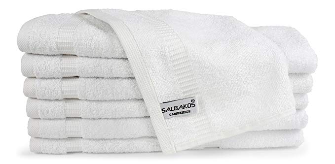 SALBAKOS Luxury Hotel and Spa Washcloths Turkish Cotton 12 Piece, Eco-Friendly Set for Bath, 13 by 13 Inches, White