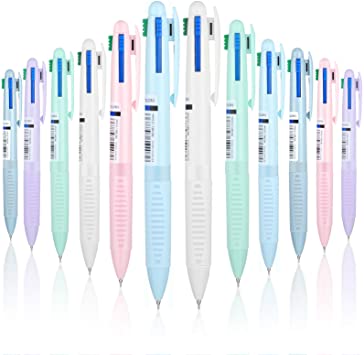 12 Pieces Multicolor Ballpoint Pen 0.5 mm 4-in-1 Colored Pens Fine Point Nursing Pens Color Changing Pens Retractable Ballpoint Pens for Office School Supplies Students Children Stationery