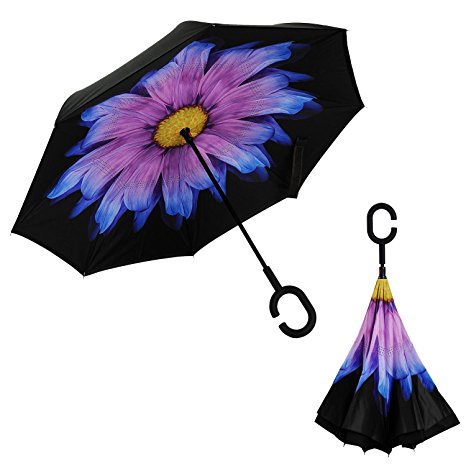 Inverted Umbrella, Alink Reverse Folding Double Layer Inside Out Outdoor Rain Away Car Umbrella