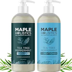 Tea Tree Mint Shampoo and Conditioner - Tea Tree Rosemary Mint Shampoo and Conditioner Set Sulfate Free for Daily Clarifying and Dry Scalp Care - Paraben and Sulfate Free Shampoo and Conditioner 16oz