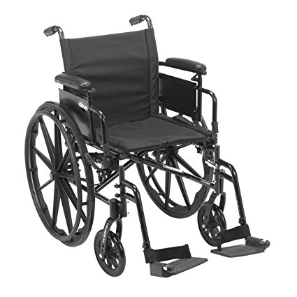 Drive Medical Cruiser X4 Lightweight Dual Axle Wheelchair with Adjustable Detachable Arms, Desk Arms, Swing Away Footrests, 20" Seat