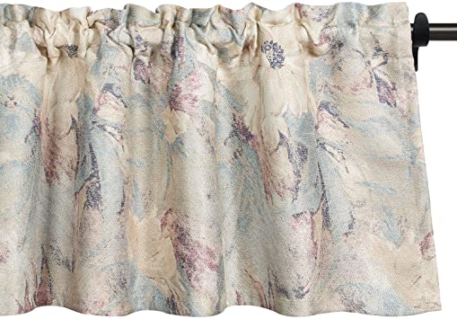 VOGOL Floral Blossom Ink Painting Valances for Windows, Watercolor Blooming Flower Floral Textured Rod Pocket Window Valances for Living Room Bedroom Girls Room, 52''x18'', One Panel