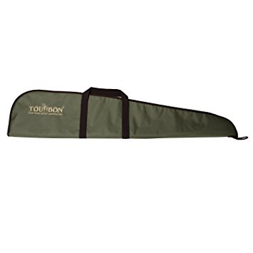 Tourbon Hunting Nylon Shotgun Case Rifle Bag With Adjustable Shoulder Strap -Green with Brown Trim