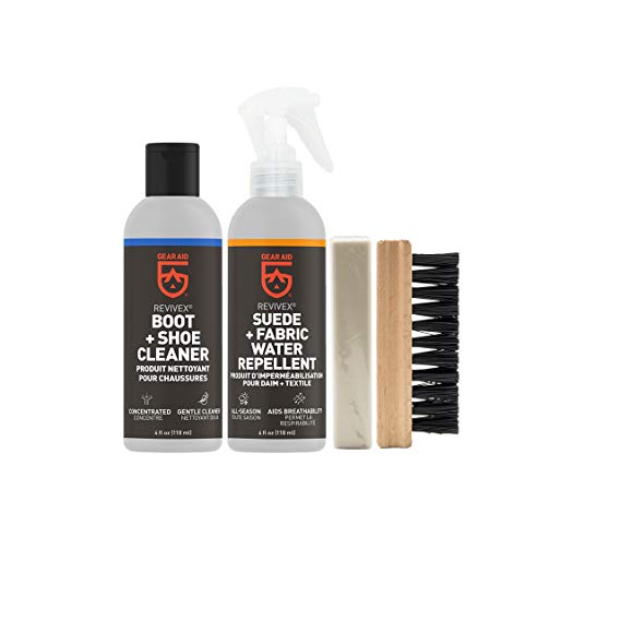 Gear Aid Revivex Suede and Fabric Boot Care Kit with Spray, Cleaner, Brush and Eraser
