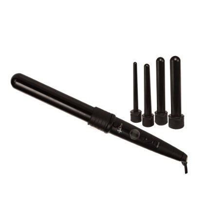 BELLEZZA 4 in One Curling Iron Set with Four Ceramic/Tourmaline Interchangeable Heads - Heat Resistant Glove and 140 - 410 Degree Variable Temperature