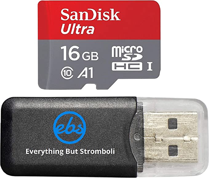 Sandisk Ultra micro SDHC Micro SD UHS-1 TF Memory Card 16GB 16G Class 10 works with Samsung GALAXY S5 w/ Everything But Stromboli Memory Card Reader